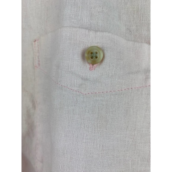 LINEN Slim Fit Blush Pink Button Up Shirt - Picture 6 of 6
